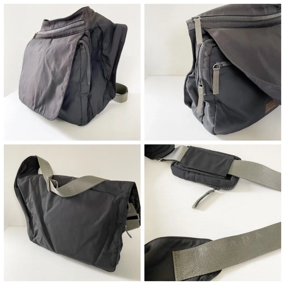 Prada black canvas vintage unisex crossbody bag with pouch
